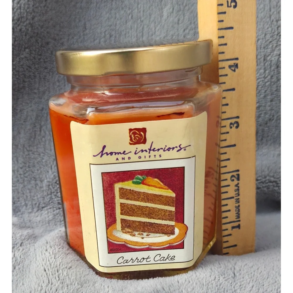 Home Interiors Carrot Cake Scented Jar Candle 7.5oz Orange Glass Vintage Decor
